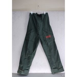 Wetskins Bib Rain Pants Mens L Green Waterproof Suspender Fishing PVC Nylon